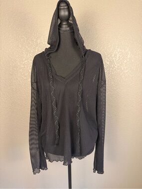 Pilcro Black Lightweight Hooded  Pullover